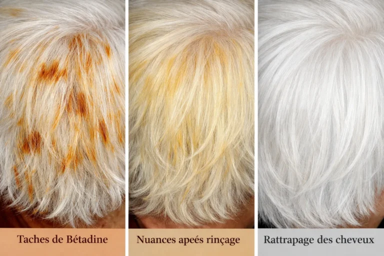 Effet de la Bétadine sur cheveux blancs : taches, nuances et rattrapage